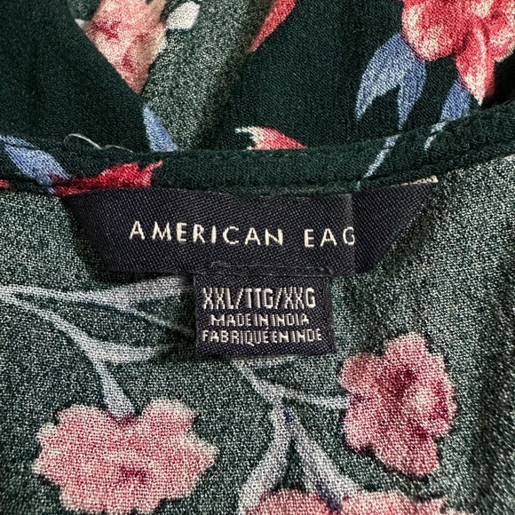 American Eagle Peasant Floral Tie Knot Blouse XXL #1425 - Picture 5 of 7